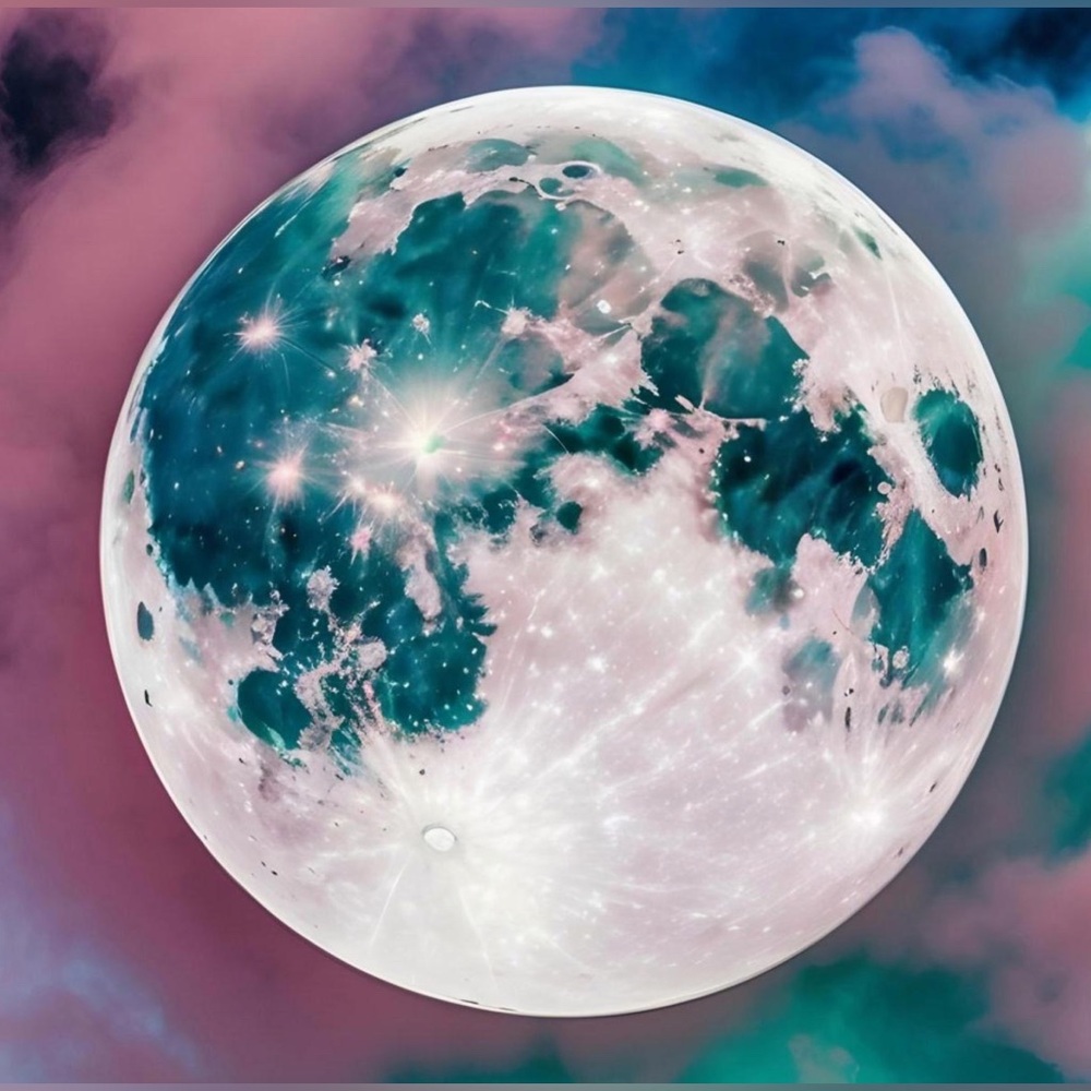 Moon in hues HD metal art print 4 x 6 inches